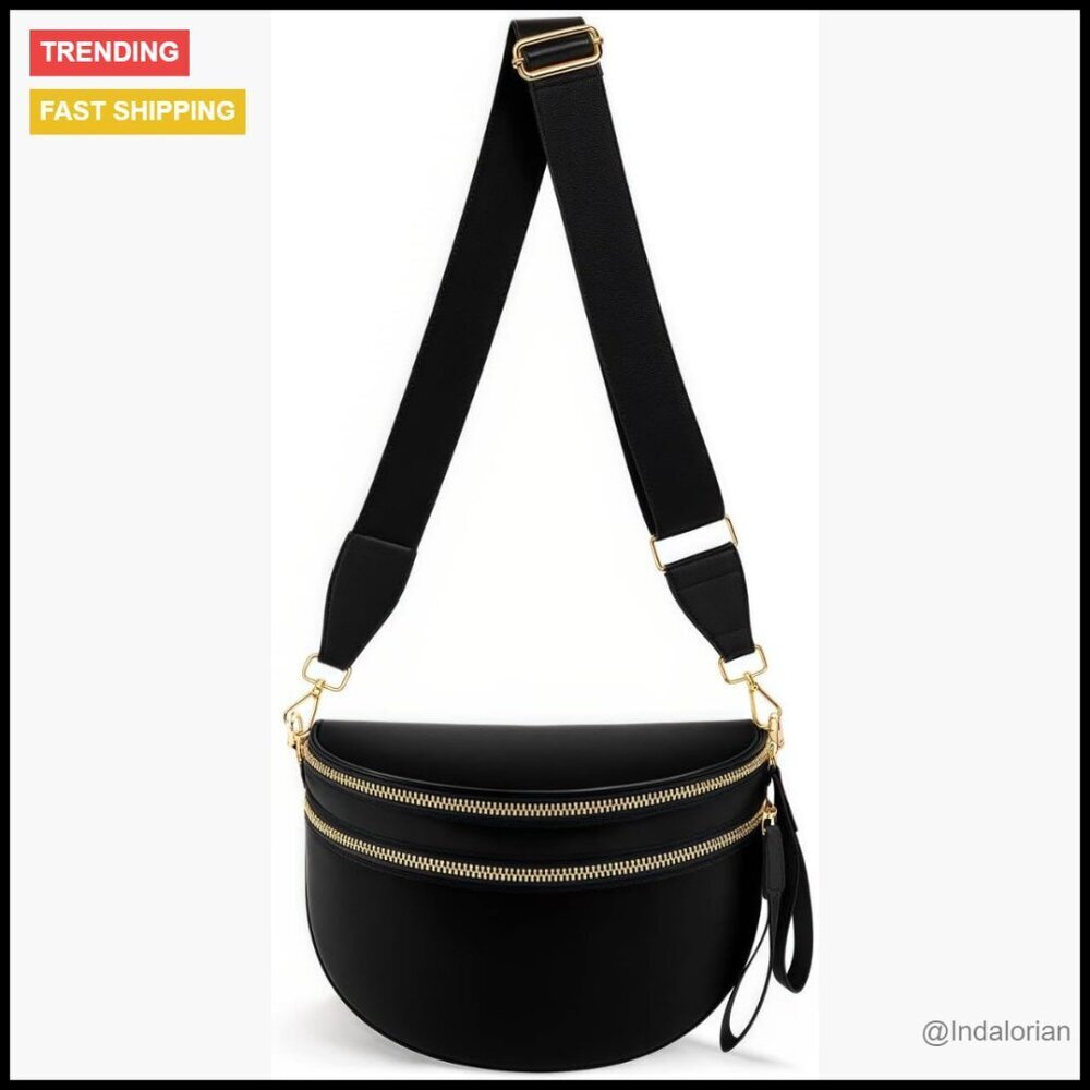 Trendy Nylon Crossbody Bag Spacious Fanny Pack Adjustable Strap Y2K Style